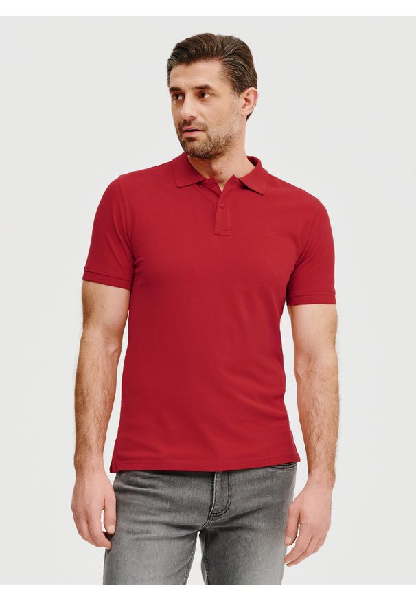 Pako Lorente - PAKO LORENTE – Gładki t-shirt polo w czerwonym kolorze. Okazja: na co dzień. Typ kołnierza: polo. Kolor: szary, czarny, czerwony, różowy, oliwkowy. Materiał: bawełna. Wzór: gładki. Styl: casual