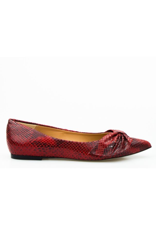 Baleriny skórzane z kokardką bordowe Victoria Gotti. Kolor: czerwony. Materiał: skóra. Styl: elegancki