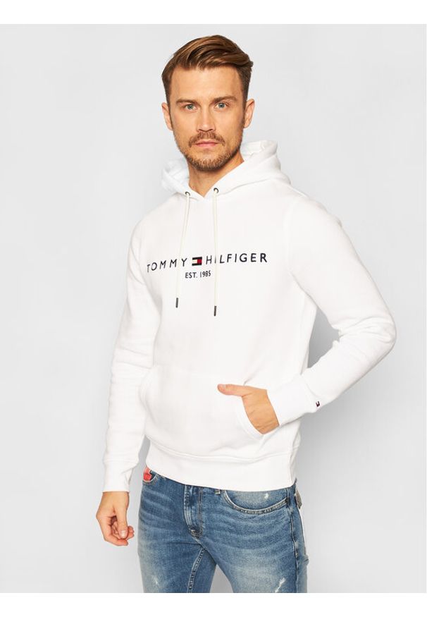 TOMMY HILFIGER - Tommy Hilfiger Bluza Logo MW0MW11599 Biały Regular Fit. Kolor: biały. Materiał: syntetyk