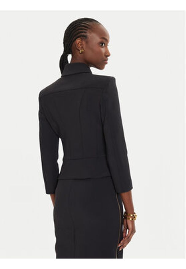 Elisabetta Franchi Marynarka GI-100-46E2 Czarny Slim Fit. Kolor: czarny. Materiał: syntetyk