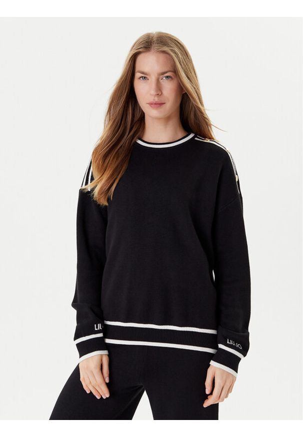 Liu Jo Sweter TF5230 MS59L Czarny Regular Fit. Kolor: czarny. Materiał: wiskoza