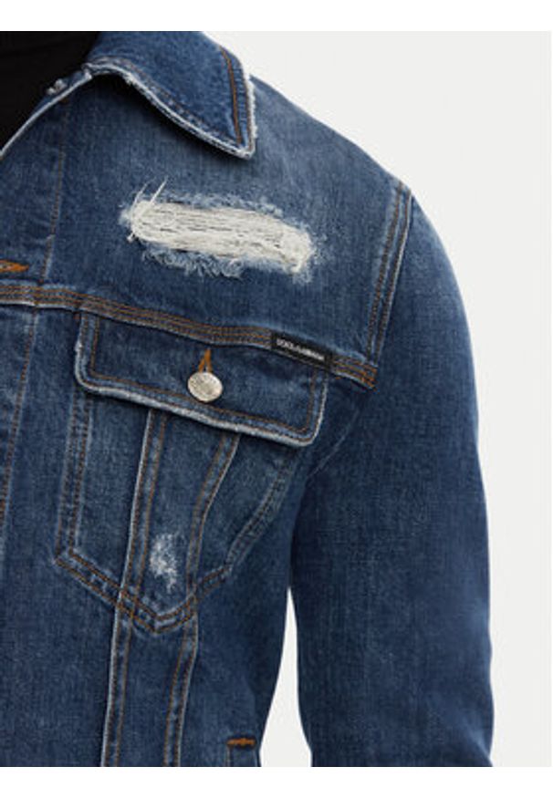DOLCE & GABBANA - Dolce&Gabbana Kurtka jeansowa G9VZ8D G8LN5 Granatowy Regular Fit. Kolor: niebieski. Materiał: bawełna