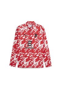Puma - Męska bluza przedmeczowa z zamkiem 1/4 AC Milan PUMA White For All Time Red. Kolor: biały, czerwony, wielokolorowy