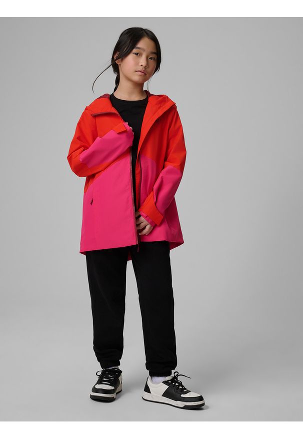 4f - 4F Kurtka membrana 5000 dziewczęca - czerwona 158 (12-13 lat). Okazja: na co dzień. Kolor: czerwony. Materiał: skóra, materiał. Sezon: lato. Styl: casual