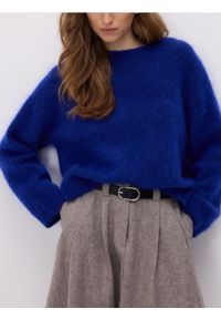 Reserved - Sweter z moherem i wełną - niebieski. Kolor: niebieski. Materiał: wełna, moher. Wzór: gładki #1