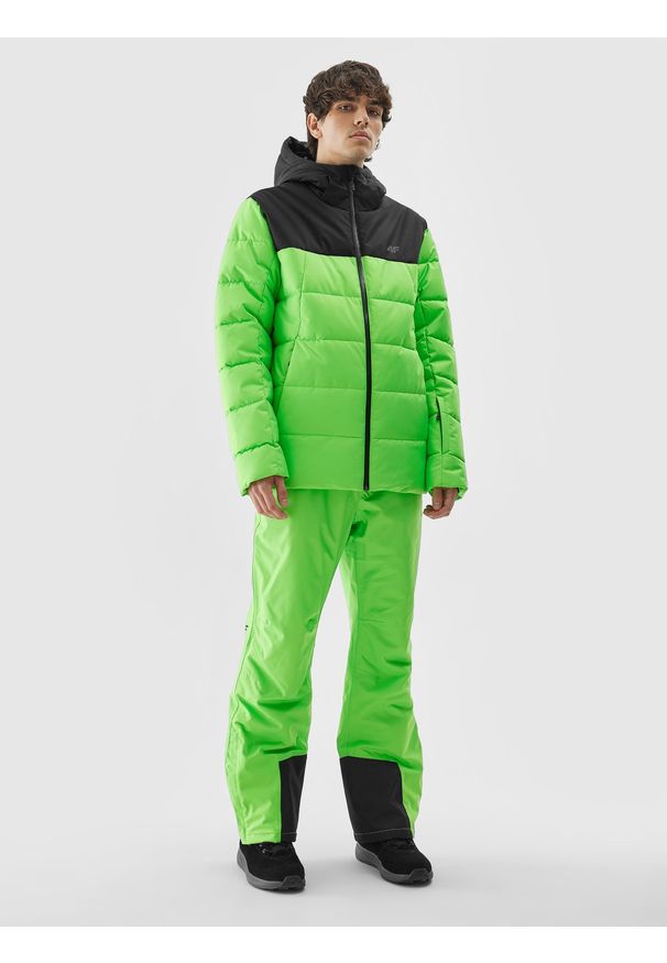 4f - Kurtka puchowa narciarska z puchem syntetycznym męska - zielona. Kolor: zielony. Materiał: puch, syntetyk. Wzór: gładki. Sezon: zima. Sport: narciarstwo