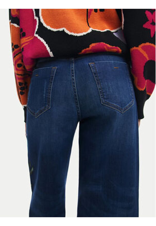 Desigual Jeansy Aimar 24WWDD18 Granatowy Wide Leg. Kolor: niebieski