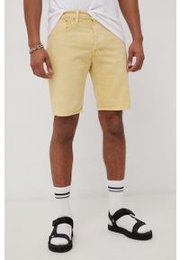 Levi's® - Levi's szorty jeansowe męskie kolor żółty. Okazja: na spotkanie biznesowe. Kolor: żółty. Materiał: jeans. Styl: biznesowy