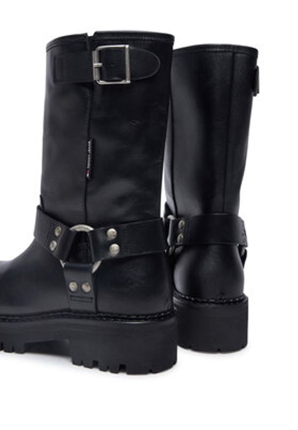 Tommy Jeans Botki Tjw Urban Biker Boot Leather EN0EN02728 Czarny. Kolor: czarny. Materiał: skóra