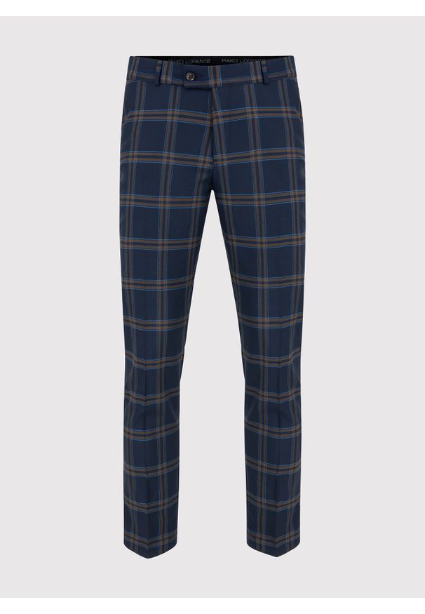 Pako Lorente - PAKO LORENTE – Granatowe spodnie garniturowe w kratę. Kolor: niebieski. Materiał: wełna, poliester, elastan