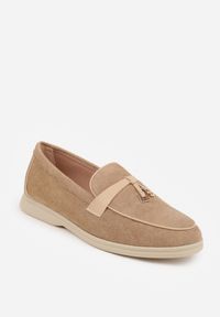 Renee - Ciemnobeżowe Mokasyny VICES z Imitacji Zamszu z Wkładką ze Skóry Naturalnej Dispova. Okazja: na co dzień. Kolor: beżowy. Materiał: zamsz, skóra. Styl: casual, elegancki #6