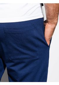 Ombre Clothing - Krótkie spodenki męskie dresowe - granatowo-niebieskie P29 - XXL. Okazja: na co dzień. Kolor: niebieski. Materiał: dresówka. Długość: krótkie. Styl: casual #4