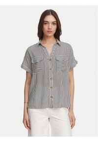 Vero Moda Koszula Bumpy 10310139 Granatowy Regular Fit. Kolor: niebieski. Materiał: wiskoza #1