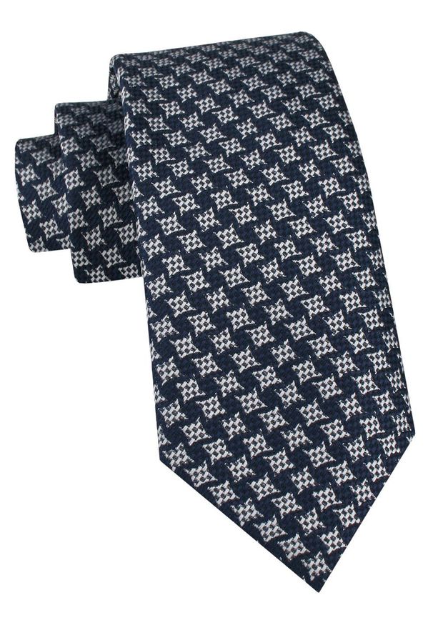 Klasyczny Krawat Klubowy - Alties - Granat, Pepitka. Kolor: niebieski. Materiał: tkanina. Styl: klasyczny