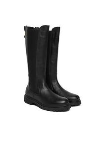 TOMMY HILFIGER - Tommy Hilfiger Kozaki Th Lthr Cleated Long Boot FW0FW08985 Czarny. Kolor: czarny. Materiał: skóra #3