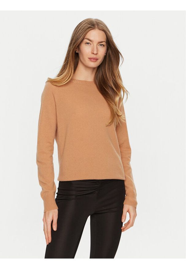 ViCOLO Sweter 22044S Brązowy Regular Fit. Kolor: brązowy. Materiał: kaszmir, wełna
