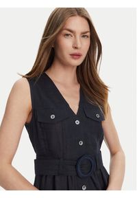 Marella Sukienka letnia Picchio 2513221064 Granatowy Regular Fit. Kolor: niebieski. Materiał: len. Sezon: lato