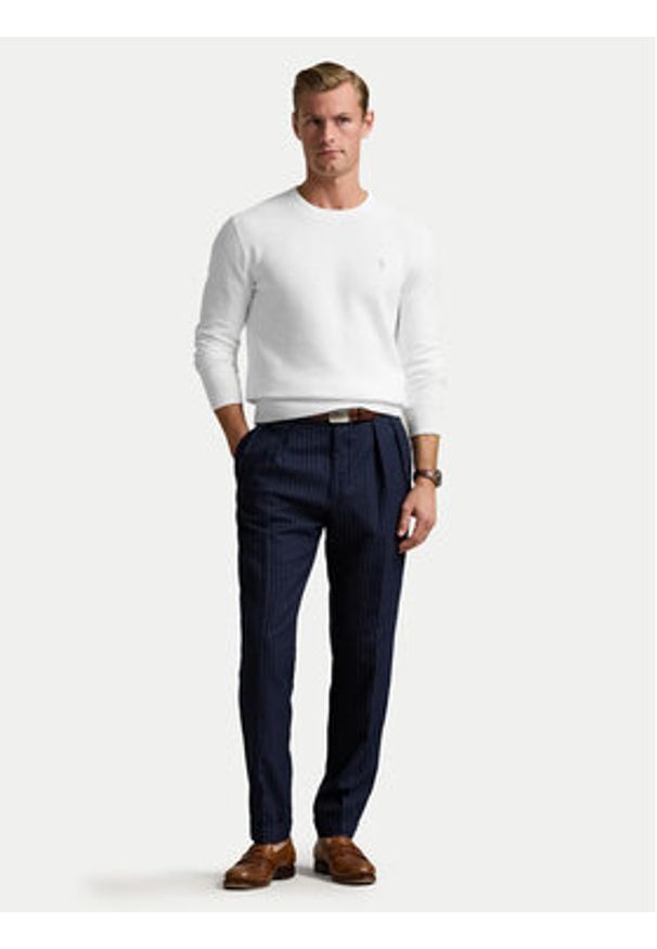 Polo Ralph Lauren Sweter 710918163504 Biały Regular Fit. Typ kołnierza: polo. Kolor: biały. Materiał: bawełna