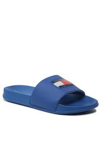 TOMMY HILFIGER - Tommy Hilfiger Klapki Flag Pool Slide T3B0-32930-1172 S Niebieski. Kolor: niebieski. Materiał: skóra #6