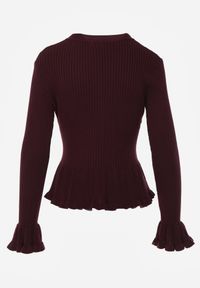 Born2be - Fioletowy Elegancki Kardigan z Wiskozy z Falbankami i Guzikami z Cyrkoniami Orsea. Okazja: na co dzień. Typ kołnierza: kołnierz z falbankami. Kolor: fioletowy. Materiał: wiskoza. Wzór: aplikacja. Styl: elegancki #4