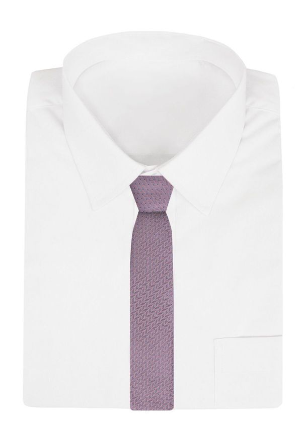 Krawat Męski - Angelo di Monti - Odcień Różu Majtkowego i Stali, Drobny Wzór. Kolor: wielokolorowy. Materiał: tkanina. Styl: elegancki, wizytowy