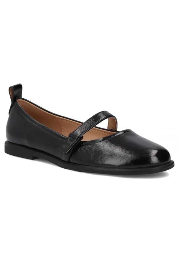 Skórzane baleriny damskie z paskiem czarne Filippo DP7742. Zapięcie: pasek. Kolor: czarny. Materiał: skóra. Szerokość cholewki: normalna. Styl: elegancki