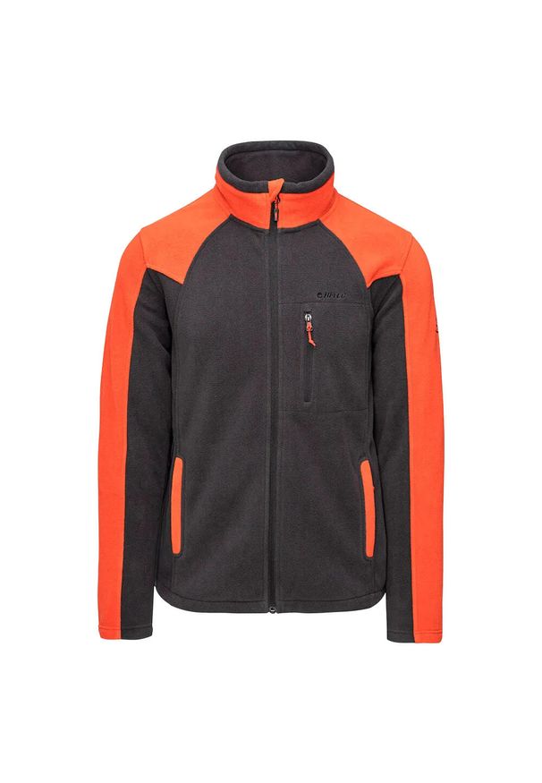 Hi-tec - Męska Bluza Polarowa Monar. Kolor: czarny, wielokolorowy, pomarańczowy. Materiał: polar. Sezon: zima. Sport: turystyka piesza