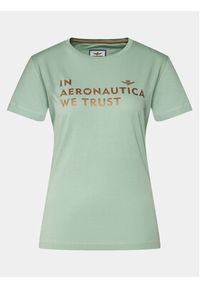 Aeronautica Militare T-Shirt 241TS2233DJ510 Zielony Regular Fit. Kolor: zielony. Materiał: bawełna #4