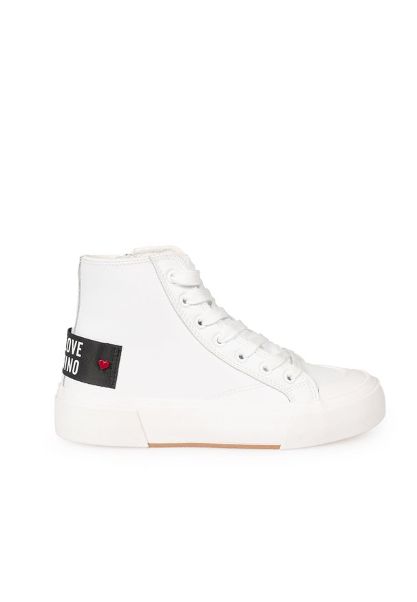 Love Moschino Trampki | JA15022G1MIA0 | Kobieta | Biały. Okazja: na co dzień. Zapięcie: zamek. Kolor: biały. Materiał: skóra. Styl: casual