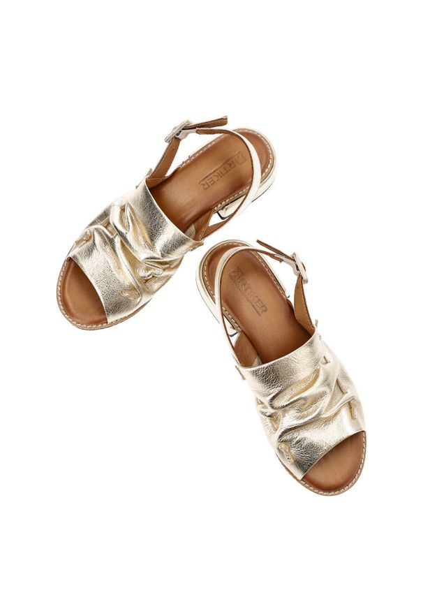 Złote Sandały Artiker Skórzane Eleganckie Buty. Okazja: na co dzień. Kolor: złoty. Materiał: skóra. Sezon: lato. Styl: elegancki