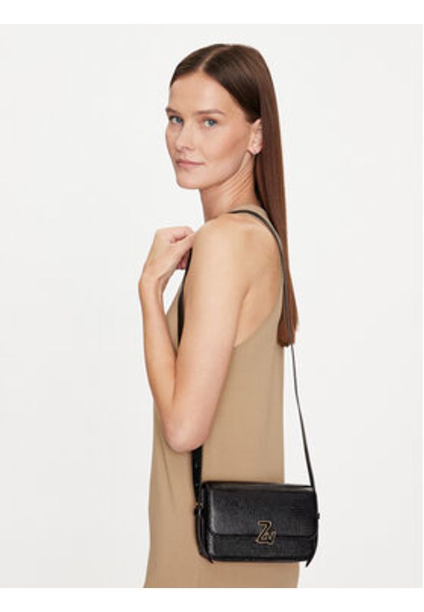 Zadig&Voltaire Torebka Zv Initiale Le Mini Embossed I LWBA02215 Czarny. Kolor: czarny. Materiał: skórzane