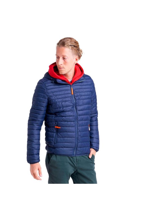 LEONE 1947 APPAREL - Męska kurtka Leone z kapturem i zamkiem Basic. Typ kołnierza: kaptur. Kolor: niebieski. Materiał: tkanina. Sport: turystyka piesza