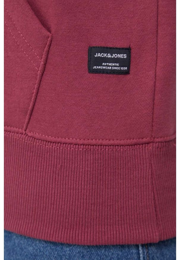 Jack & Jones bluza męska kolor bordowy z kapturem gładka. Typ kołnierza: kaptur. Kolor: czerwony. Materiał: dzianina. Wzór: gładki