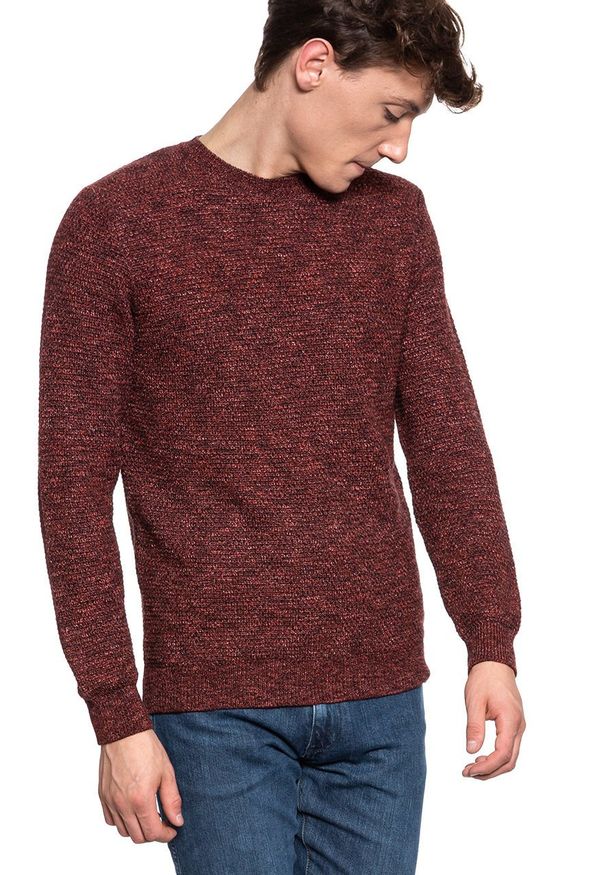 Mustang - MĘSKI SWETER MUSTANG Muline Jumper GARNET 1006554 7146. Wzór: melanż
