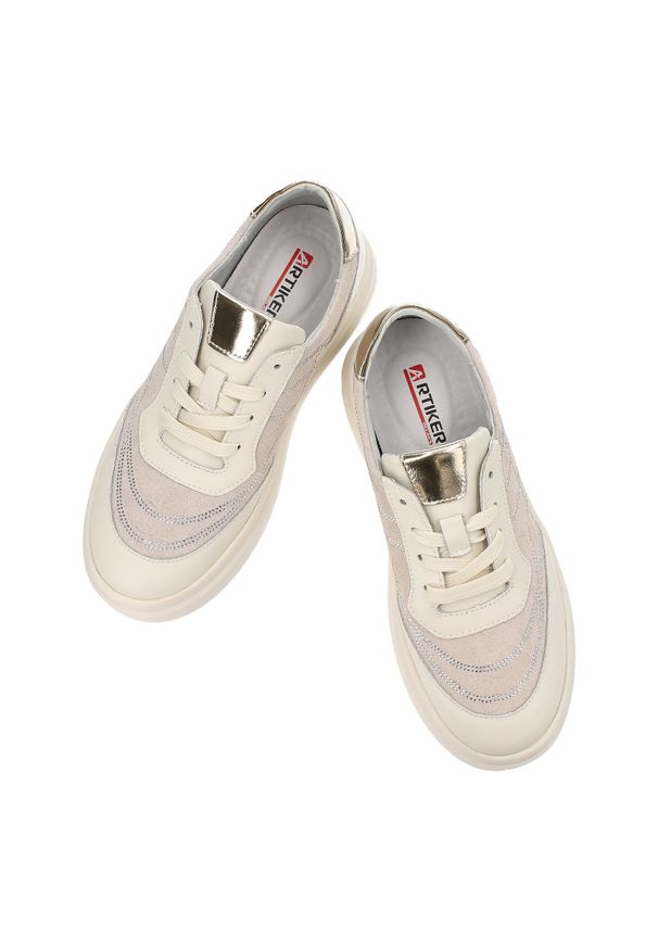 Beżowe Sneakersy Artiker Modne Obuwie Damskie. Okazja: na spacer, na co dzień. Kolor: beżowy. Materiał: materiał. Sezon: lato. Sport: turystyka piesza