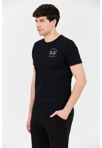 La Martina - LA MARTINA Czarny męski t-shirt z dużym logo, Rozmiar XL. Kolor: czarny #4