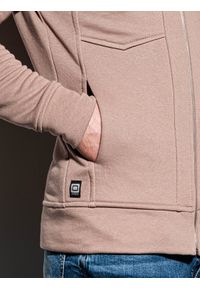 Ombre Clothing - Bluza męska rozpinana bez kaptura - beżowa B1022 - L. Okazja: na co dzień. Typ kołnierza: bez kaptura. Kolor: beżowy. Materiał: bawełna. Styl: casual, klasyczny #4