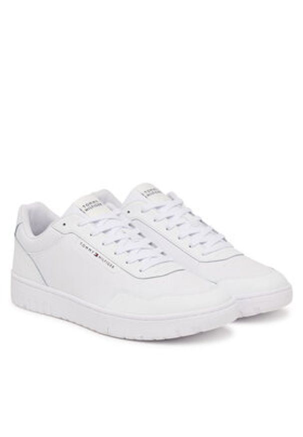 TOMMY HILFIGER - Tommy Hilfiger Sneakersy Th Basket Core Leather FM0FM05927 Biały. Kolor: biały. Materiał: skóra
