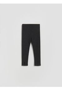 Reserved - Legginsy z rozcięciami - ciemnoszary. Kolor: szary. Materiał: wiskoza, dzianina #1