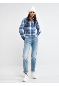 Big-Star - Koszula damska w kratę niebieska Patisi 401. Kolor: niebieski. Materiał: tkanina. Wzór: kratka. Styl: wizytowy, vintage, klasyczny, elegancki #1