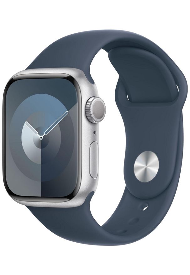 APPLE - Smartwatch Apple Watch 9 GPS 41mm aluminium Srebrny | Sztormowy Błękit pasek sportowy M/L. Rodzaj zegarka: smartwatch. Kolor: srebrny. Materiał: materiał. Styl: sportowy