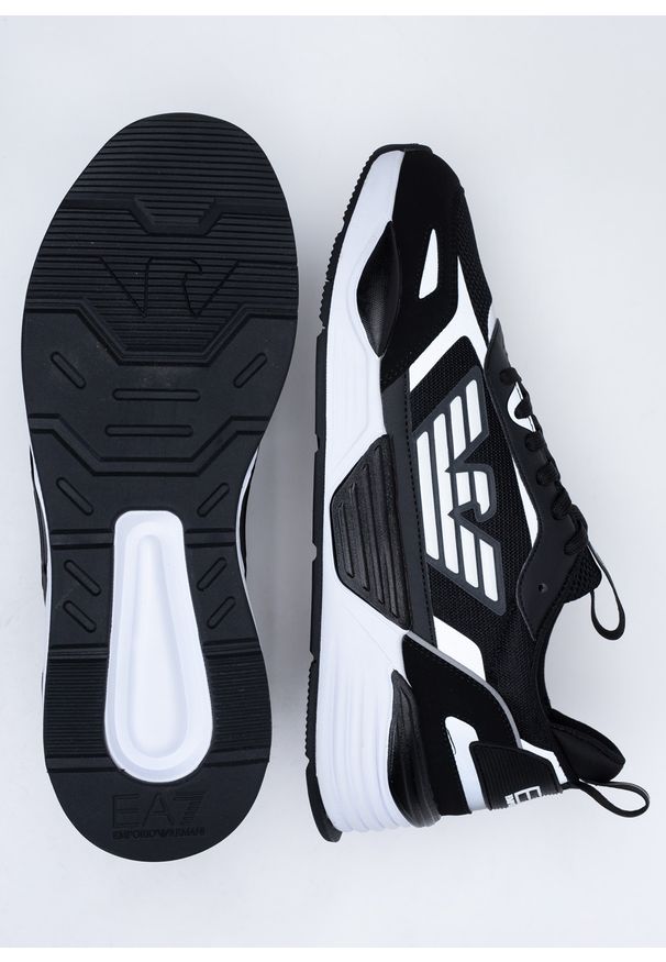 Buty sportowe męskie EA7 Emporio Armani (X8X070 XK165 N629). Okazja: na co dzień. Kolor: czarny. Materiał: skóra ekologiczna, guma, materiał. Szerokość cholewki: normalna