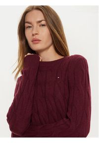 TOMMY HILFIGER - Tommy Hilfiger Sweter WW0WW43586 Bordowy Regular Fit. Kolor: czerwony. Materiał: wełna #3