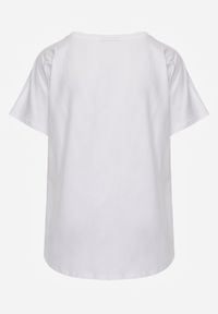 Born2be - Biały T-shirt Bawełniany Klasyczny o Fasonie Oversize z Dłuższym Tyłem Nemedora. Okazja: na co dzień. Kolor: biały. Materiał: bawełna. Długość: długie. Styl: klasyczny #4