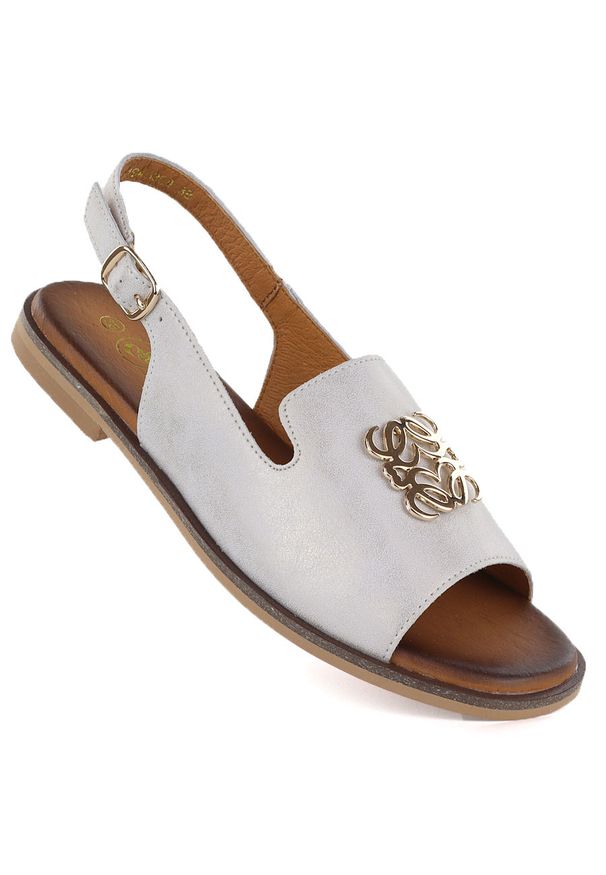 POTOCKI - Skórzane sandały damskie płaskie beżowe Potocki JE19453. Kolor: beżowy. Materiał: skóra. Sezon: lato