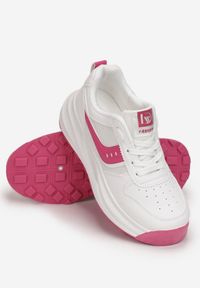 Renee - Biało-Fuksjowe Sneakersy Nerney. Wysokość cholewki: przed kostkę. Nosek buta: okrągły. Zapięcie: sznurówki. Kolor: biały. Materiał: dresówka, materiał. Szerokość cholewki: normalna #5