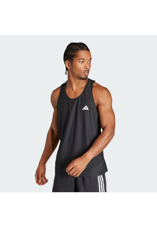 Tank Top Sportowy Męski e Adidas Own The Run. Kolor: czarny. Materiał: materiał. Sport: bieganie