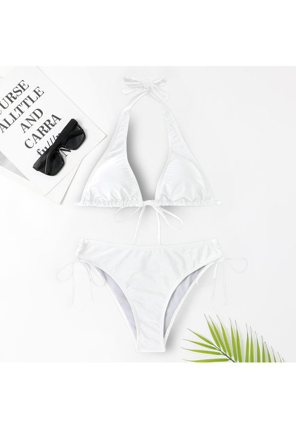 Intica - Bikini wiązane na szyję do plażowania Trien. Kolor: biały. Materiał: materiał