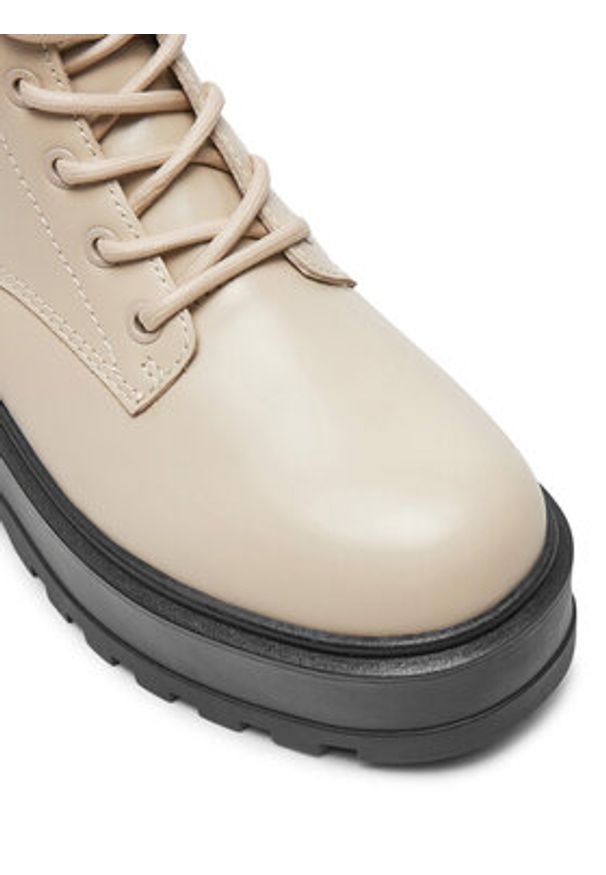 Calvin Klein Jeans Trapery Flatform YW0YW01535 Beżowy. Kolor: beżowy. Materiał: skóra