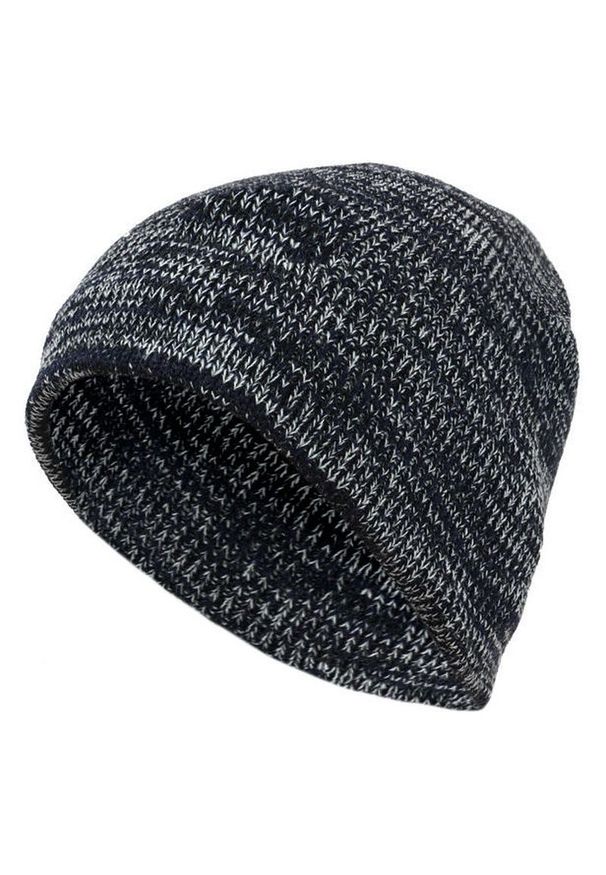 Pako Jeans - Granatowa Melanżowa Męska Jesienno-Zimowa Czapka, Ciepła, Uniwersalny Rozmiar, z Kożuchem. Kolor: niebieski. Materiał: akryl. Wzór: melanż. Sezon: zima, jesień